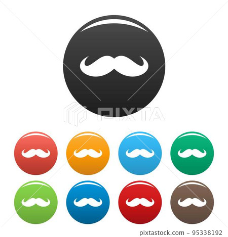 Russia mustache icon. Simple illustration of russia mustache vector icons set color isolated on white Russia mustache icon. Simple illustration of russia mustache vector icons set color isolated on white 95338192