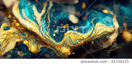 Spectacular scene of blue liquid ink churning . Digital art 3D illustration. Spectacular scene of blue liquid ink churning . Digital art 3D illustration. 95338255