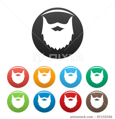 Villainous beard icon. Simple illustration of villainous beard vector icons set color isolated on white Villainous beard icon. Simple illustration of villainous beard vector icons set color isolated on white 95338566