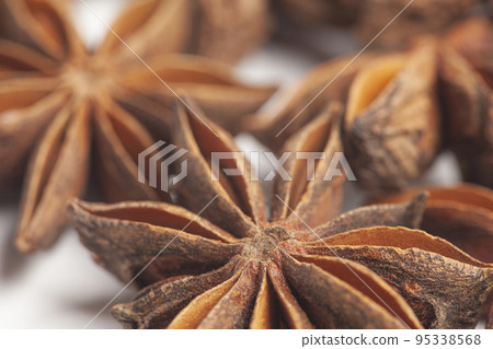 Star anises dried spice fruits Star anises dried spice fruits 95338568