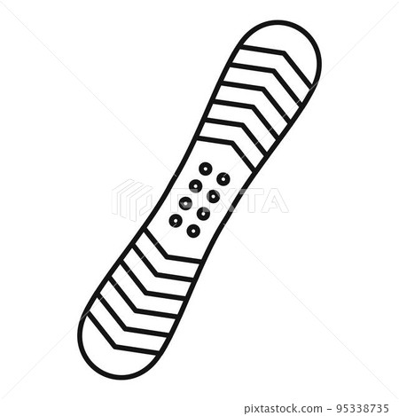Snowboard icon. Outline illustration of snowboard vector icon for web design isolated on white background Snowboard icon. Outline illustration of snowboard vector icon for web design isolated on white background 95338735