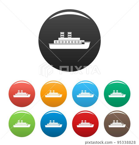 Steamship icon. Simple illustration of steamship vector icons set color isolated on white 95338828