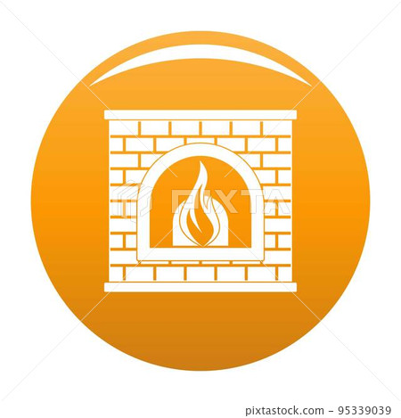 Retro fireplace icon. Simple illustration of retro fireplace vector icon for any design orange Retro fireplace icon. Simple illustration of retro fireplace vector icon for any design orange 95339039