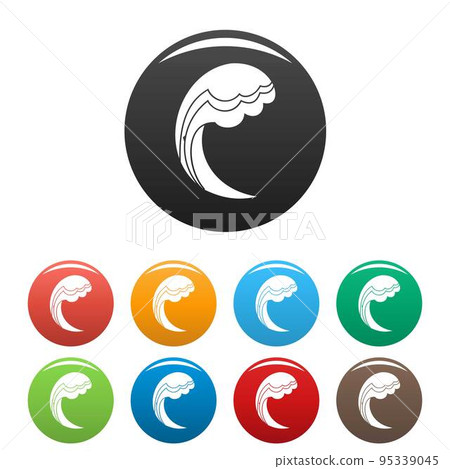 Wave water ocean icon. Simple illustration of wave water ocean vector icons set color isolated on white Wave water ocean icon. Simple illustration of wave water ocean vector icons set color isolated on white 95339045