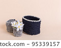 Hobbies and creativity, crochet. Knitted basket organizers handmade from natural cotton for storing things, for cosmetics and personal accessories, interior decor and organizing home space and comfort 95339157