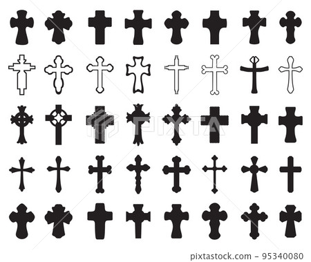 cross, silhouettes, icon 95340080