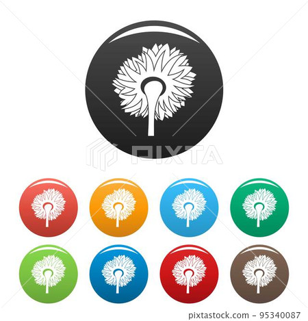 Turning sunflower icon. Simple illustration of turning sunflower vector icons set color isolated on white 95340087
