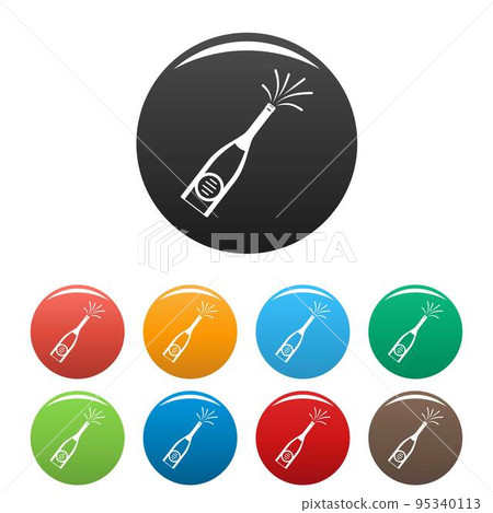 Bubble champagne icon. Simple illustration of bubble champagne vector icons set color isolated on white Bubble champagne icon. Simple illustration of bubble champagne vector icons set color isolated on white 95340113