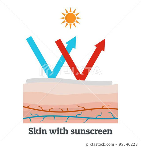 Skin with sunscreen icon. Flat illustration of skin with sunscreen vector icon for web design Skin with sunscreen icon. Flat illustration of skin with sunscreen vector icon for web design 95340228