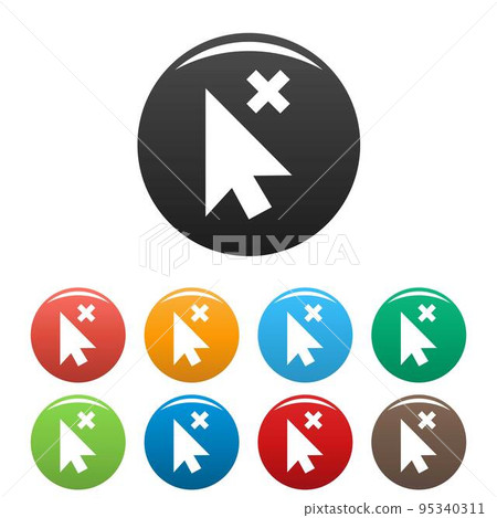 Cursor close element icon. Simple illustration of cursor close element vector icons set color isolated on white 95340311