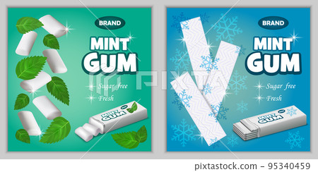 Gum chewing bubble banner set. Realistic illustration of 9 gum chewing bubble banner for web Gum chewing bubble banner set. Realistic illustration of 9 gum chewing bubble banner for web 95340459