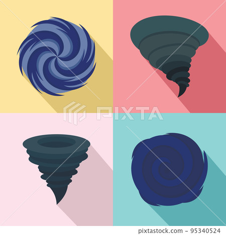 hurricane storm tornado damage icons set. Flat illustration of 4 hurricane storm tornado damage vector icons for web hurricane storm tornado damage icons set. Flat illustration of 4 hurricane storm tornado damage vector icons for web 95340524