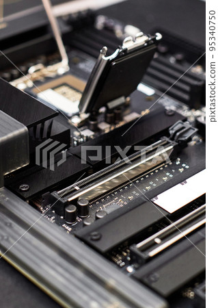 Mother board, close up. the computer component. Mother board, close up. the computer component. 95340750