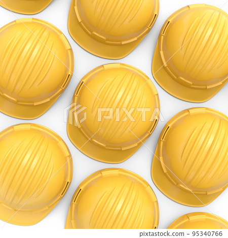Set of safety helmets or hard caps for carpentry work on white background 95340766
