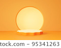 3D rendering orange product display stand on orange background. Autumn or Halloween theme. 95341263