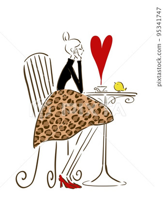 Parisienne girl fashionable illustration fashion 95341747