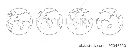 World map one line art set. 95342330