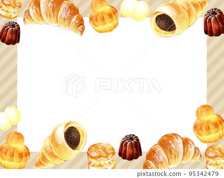 多種麵包彩色鉛筆劃插圖框架材料 95342479