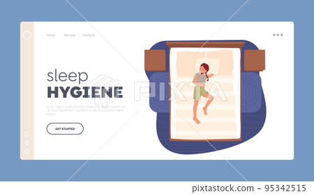 Sleep Hygiene Landing Page Template. Little Girl Character Lying in Relaxed Pose on Back, Kid Comfortable Sleeping Top Sleep Hygiene Landing Page Template. Little Girl Character Lying in Relaxed Pose on Back, Kid Comfortable Sleeping Top 95342515