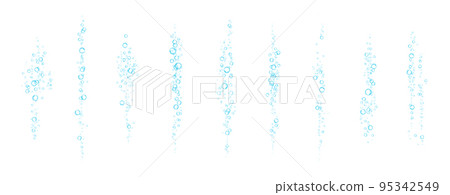 Oxygen air bubbles flow in water on white background. Oxygen air bubbles flow in water on white background. 95342549