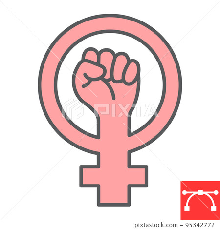 Feminism color line icon, fist and protest, women resist sign vector graphics, editable stroke filled outline icon, eps 10 Feminism color line icon, fist and protest, women resist sign vector graphics, editable stroke filled outline icon, eps 10 95342772