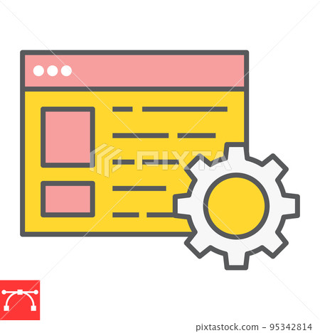 Content management color line icon, marketing and seo, browser with cog sign vector graphics, editable stroke filled outline icon, eps 10 Content management color line icon, marketing and seo, browser with cog sign vector graphics, editable stroke filled outline icon, eps 10 95342814