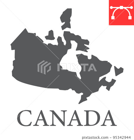 Map of Canada glyph icon, country and geography, canada map sign vector graphics, editable stroke solid icon, eps 10 95342944