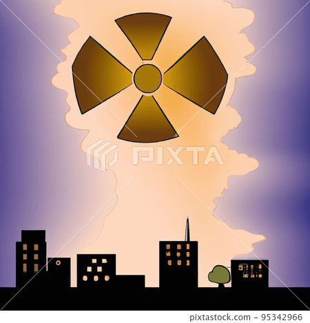 Mushroom from the explosion of a nuclear bomb over the city. Nuclear war in the world. End of the world. 95342966