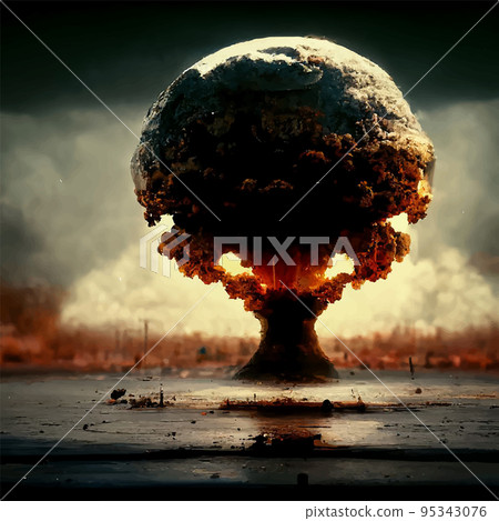 Mushroom from a nuclear bomb explosion. Nuclear war in the world. End of the world. Mushroom from a nuclear bomb explosion. Nuclear war in the world. End of the world. 95343076