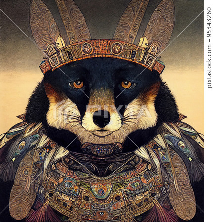 Red tribal fox portrait. Vintage hand drawn illustration for t-shirt, poster, clothes. 95343260