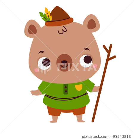 Cute forest bear in hat. Cartoon animal character for kids and children Cute forest bear in hat. Cartoon animal character for kids and children 95343818