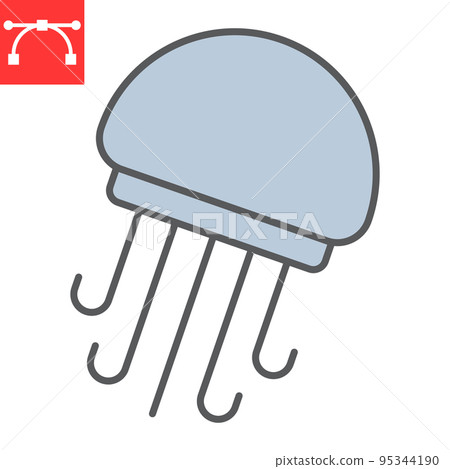 Jellyfish color line icon, sea and ocean animals, jellyfish vector icon, vector graphics, editable stroke filled outline sign, eps 10 Jellyfish color line icon, sea and ocean animals, jellyfish vector icon, vector graphics, editable stroke filled outline sign, eps 10 95344190