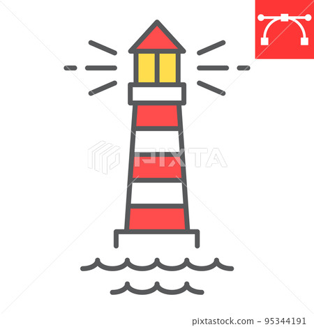 Lighthouse color line icon, sea and ocean, lighthouse vector icon, vector graphics, editable stroke filled outline sign, eps 10 95344191