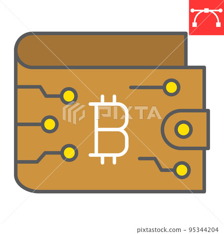 Bitcoin wallet color line icon, cryptocurrency and bitcoin, wallet vector icon, vector graphics, editable stroke filled outline sign, eps 10 95344204