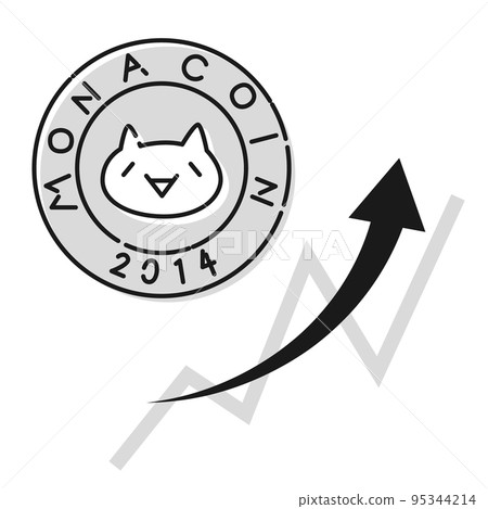 簡單的莫納幣(MONA)上升圖像(黑白) 簡單的莫納幣(MONA)上升圖像(黑白) 95344214