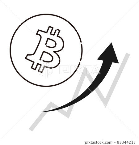 Simple bitcoin (BTC) rising image (black and white) Simple bitcoin (BTC) rising image (black and white) 95344215