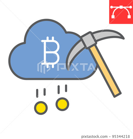 Cloud mining color line icon, cryptocurrency and bitcoin, cloud with pickaxe vector icon, vector graphics, editable stroke filled outline sign, eps 10 Cloud mining color line icon, cryptocurrency and bitcoin, cloud with pickaxe vector icon, vector graphics, editable stroke filled outline sign, eps 10 95344218