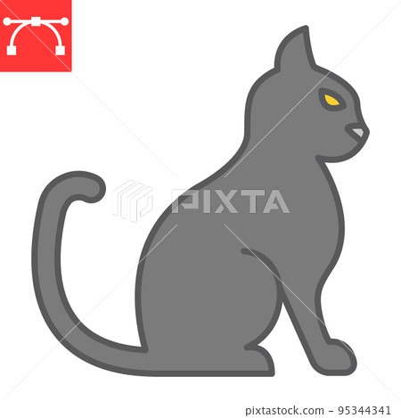 Cat color line icon, pet and animal, sitting cat vector icon, vector graphics, editable stroke filled outline sign, eps 10 Cat color line icon, pet and animal, sitting cat vector icon, vector graphics, editable stroke filled outline sign, eps 10 95344341