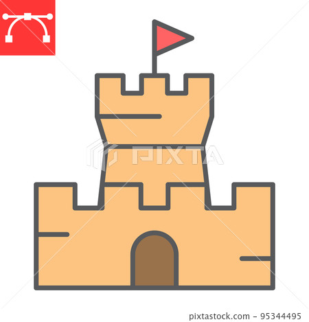 Sand castle color line icon, summer and beach, castle vector icon, vector graphics, editable stroke filled outline sign, eps 10 95344495