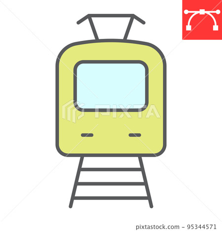 Tram color line icon, transportation and vehicle, tramway vector icon, vector graphics, editable stroke filled outline sign, eps 10 Tram color line icon, transportation and vehicle, tramway vector icon, vector graphics, editable stroke filled outline sign, eps 10 95344571