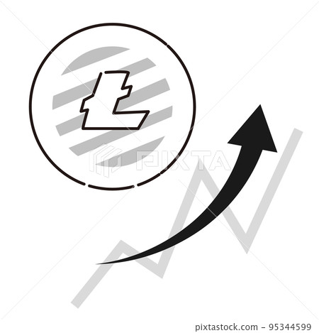 簡單的萊特幣(LTC)上升圖像(黑白) 簡單的萊特幣(LTC)上升圖像(黑白) 95344599