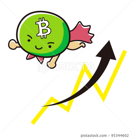虛擬貨幣比特幣現金 (BCH) 英雄插圖和上升圖表 95344602