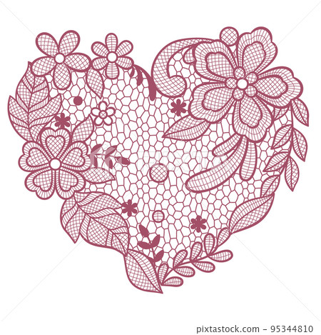 Lace decorative background with flowers and leaves. Embroidery handmade decoration. 95344810