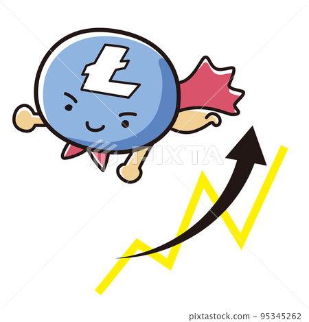 加密貨幣萊特幣 (LTC) 英雄插圖和上升圖表 加密貨幣萊特幣 (LTC) 英雄插圖和上升圖表 95345262