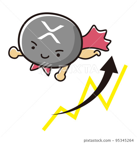 Cryptocurrency Ripple (XRP) 英雄插圖和上升圖表 Cryptocurrency Ripple (XRP) 英雄插圖和上升圖表 95345264