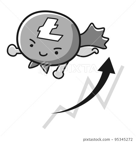 虛擬貨幣萊特幣（LTC）英雄圖解及上升圖（黑白） 95345272