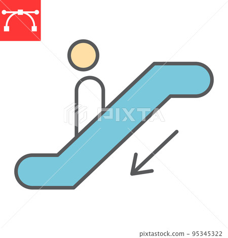 Escalator down color line icon, information and airport, man on escalator vector icon, vector graphics, editable stroke filled outline sign, eps 10 Escalator down color line icon, information and airport, man on escalator vector icon, vector graphics, editable stroke filled outline sign, eps 10 95345322