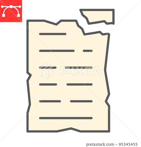 Crumpled paper color line icon, recycle and ecology, paper waste vector icon, vector graphics, editable stroke filled outline sign, eps 10 Crumpled paper color line icon, recycle and ecology, paper waste vector icon, vector graphics, editable stroke filled outline sign, eps 10 95345455