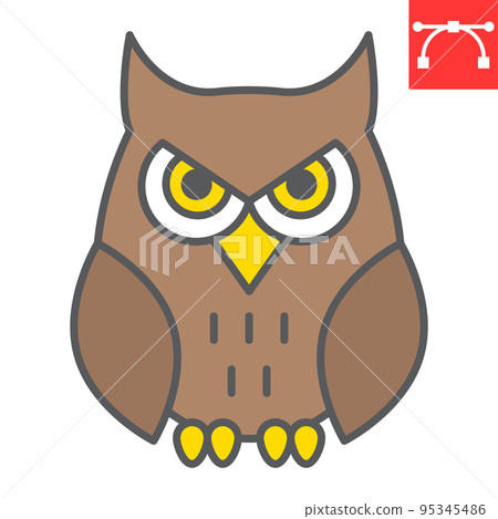 Owl color line icon, bird and halloween, owl vector icon, vector graphics, editable stroke filled outline sign, eps 10. 95345486