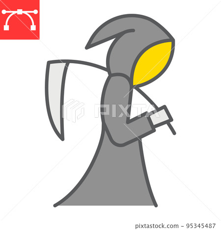 Grim reaper color line icon, death and halloween, reaper vector icon, vector graphics, editable stroke filled outline sign, eps 10. Grim reaper color line icon, death and halloween, reaper vector icon, vector graphics, editable stroke filled outline sign, eps 10. 95345487